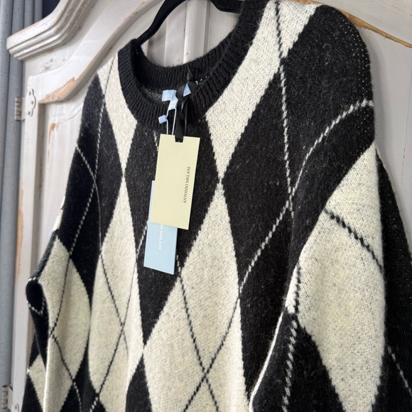 NWT Antonio Melani x Courtney Grow | Argyle Sweater Dress Black and Cream - Picture 5 of 7